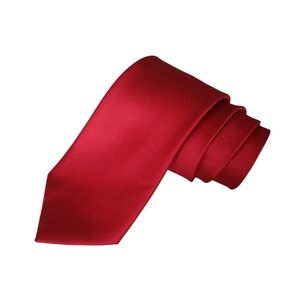 Van Heusen 100% Silk Solid Red Tie Satin Finish Formal Wedding Valentine's